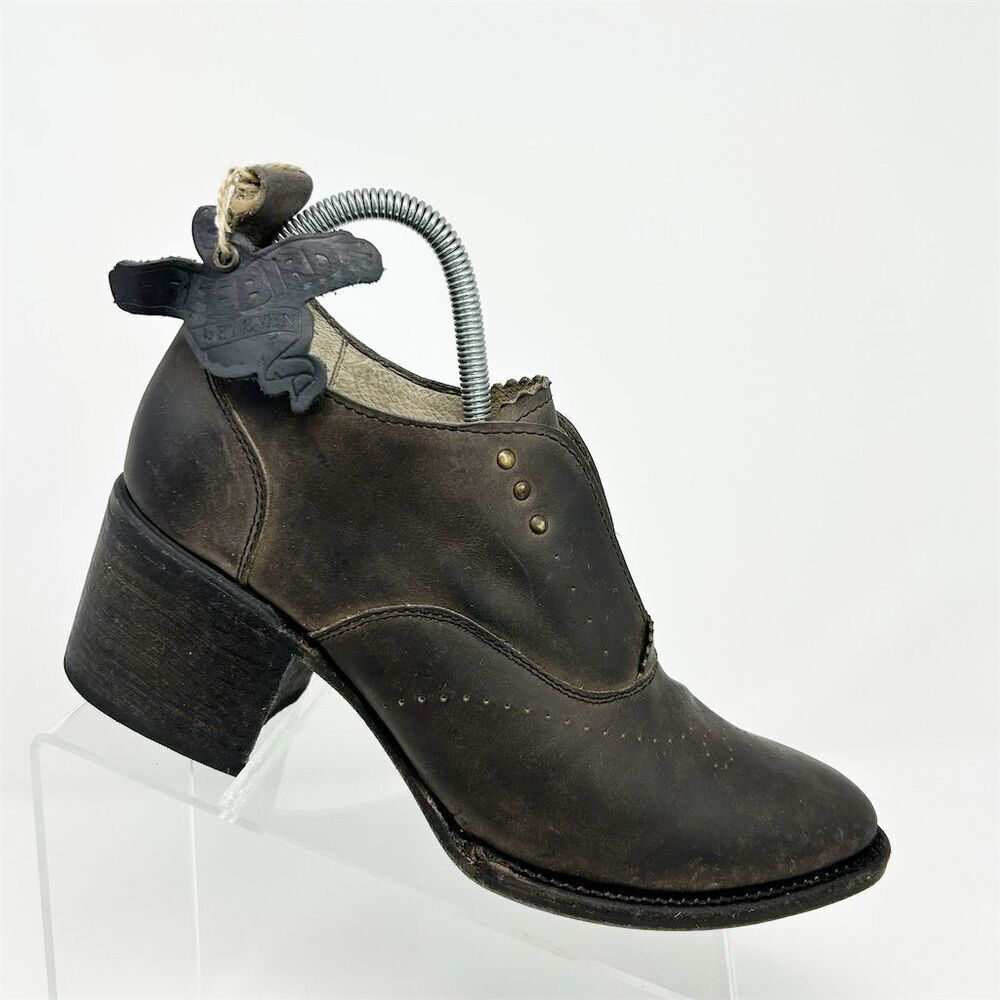Freebird by Steven Sadie Brown Leather Heeled Pull On Ankle Boots Size 9